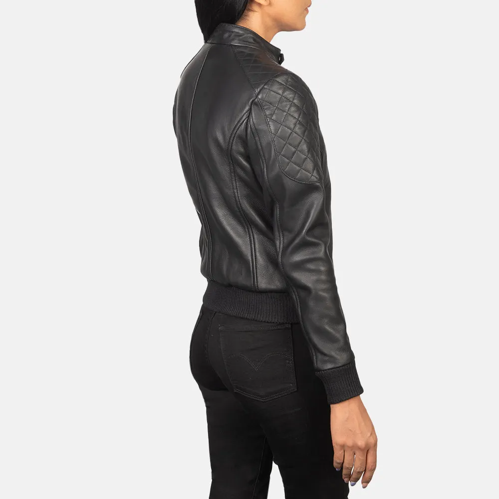 Neoma Black Leather Biker Jacket