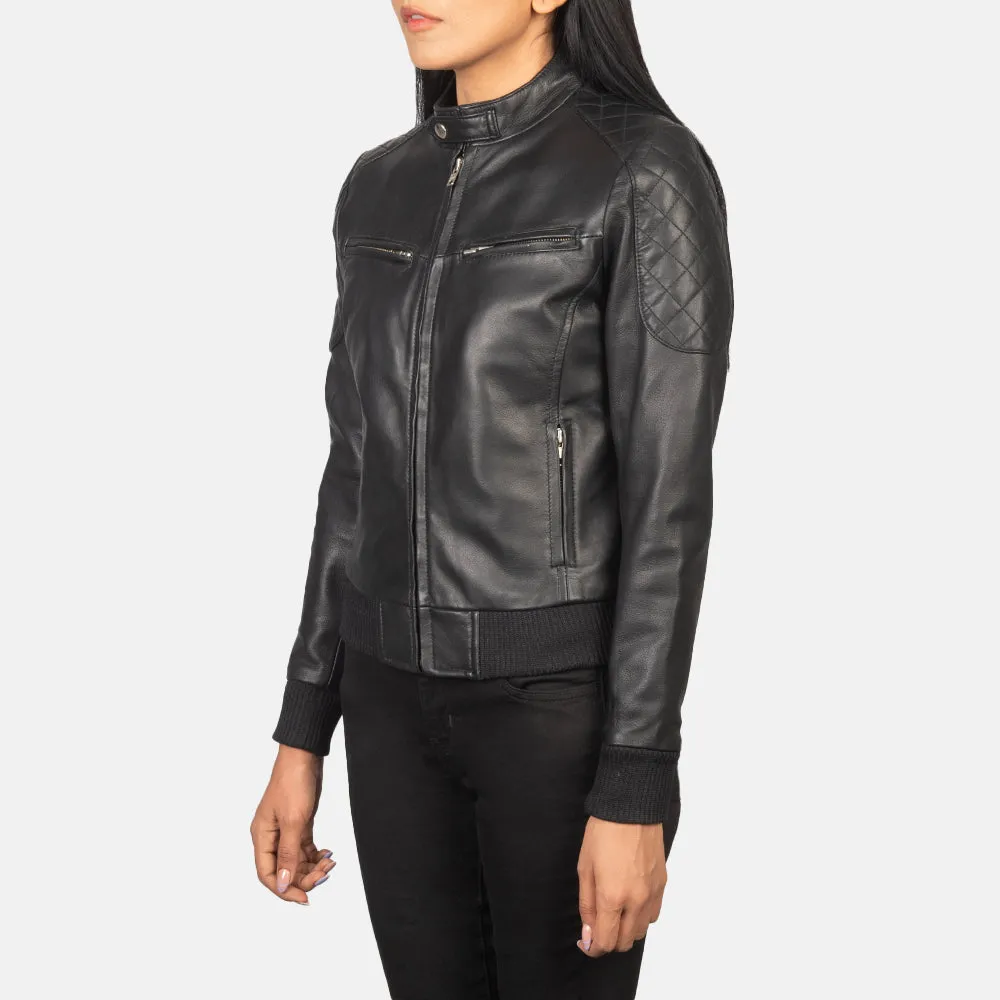 Neoma Black Leather Biker Jacket