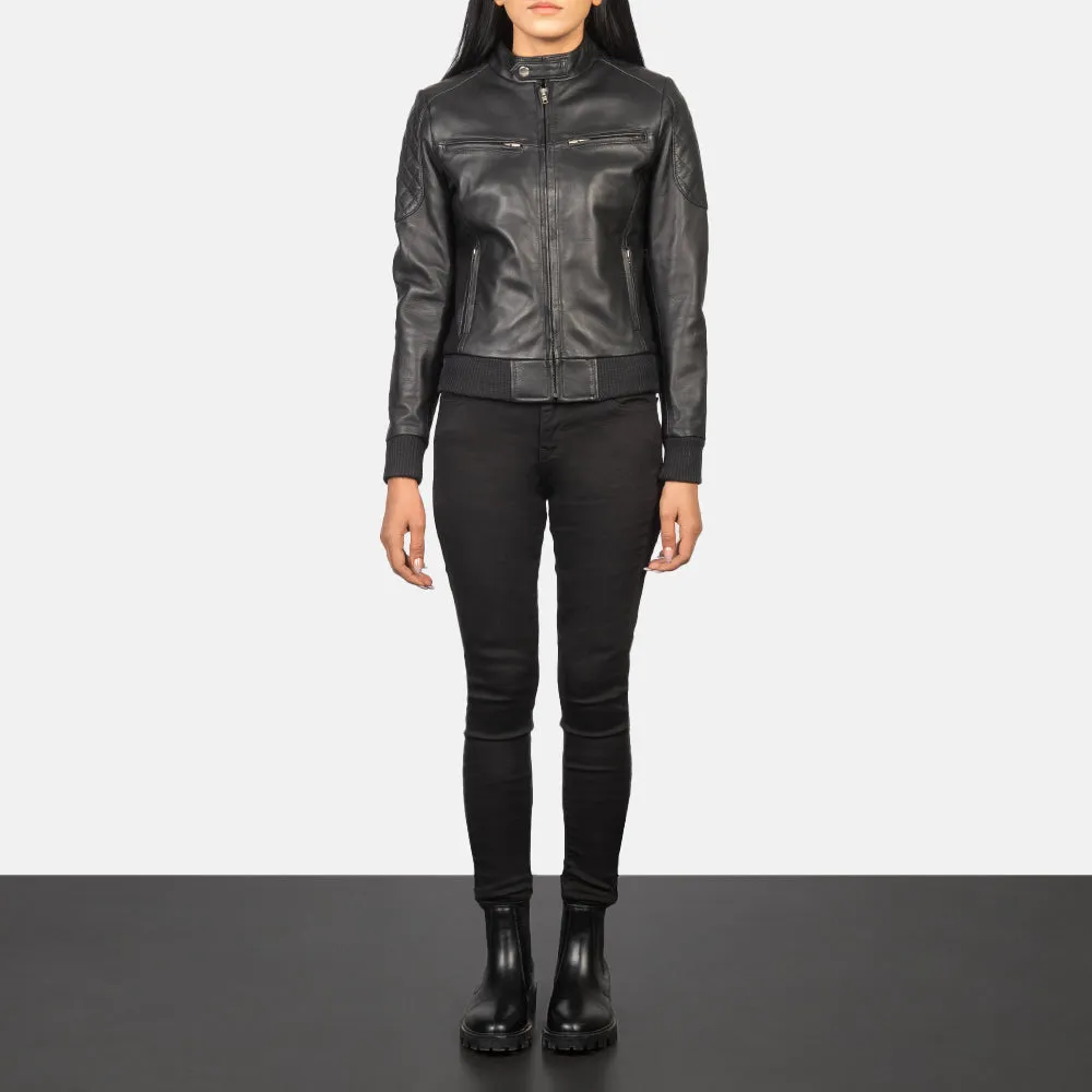 Neoma Black Leather Biker Jacket