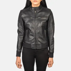 Neoma Black Leather Biker Jacket