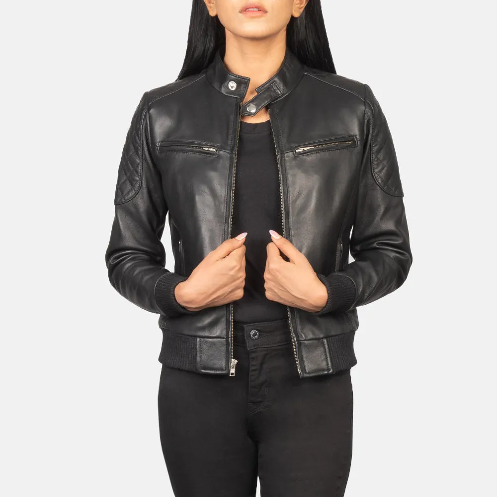 Neoma Black Leather Biker Jacket