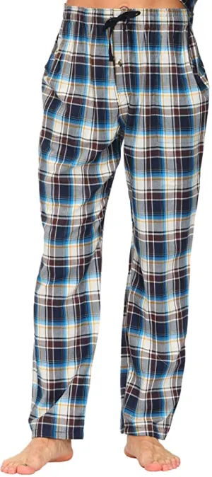 New MoFiz Men's Pajama Pants Sleep Lounge Pants 100% Cotton Light Blue Plaid, Sz XXL! Retails $30 