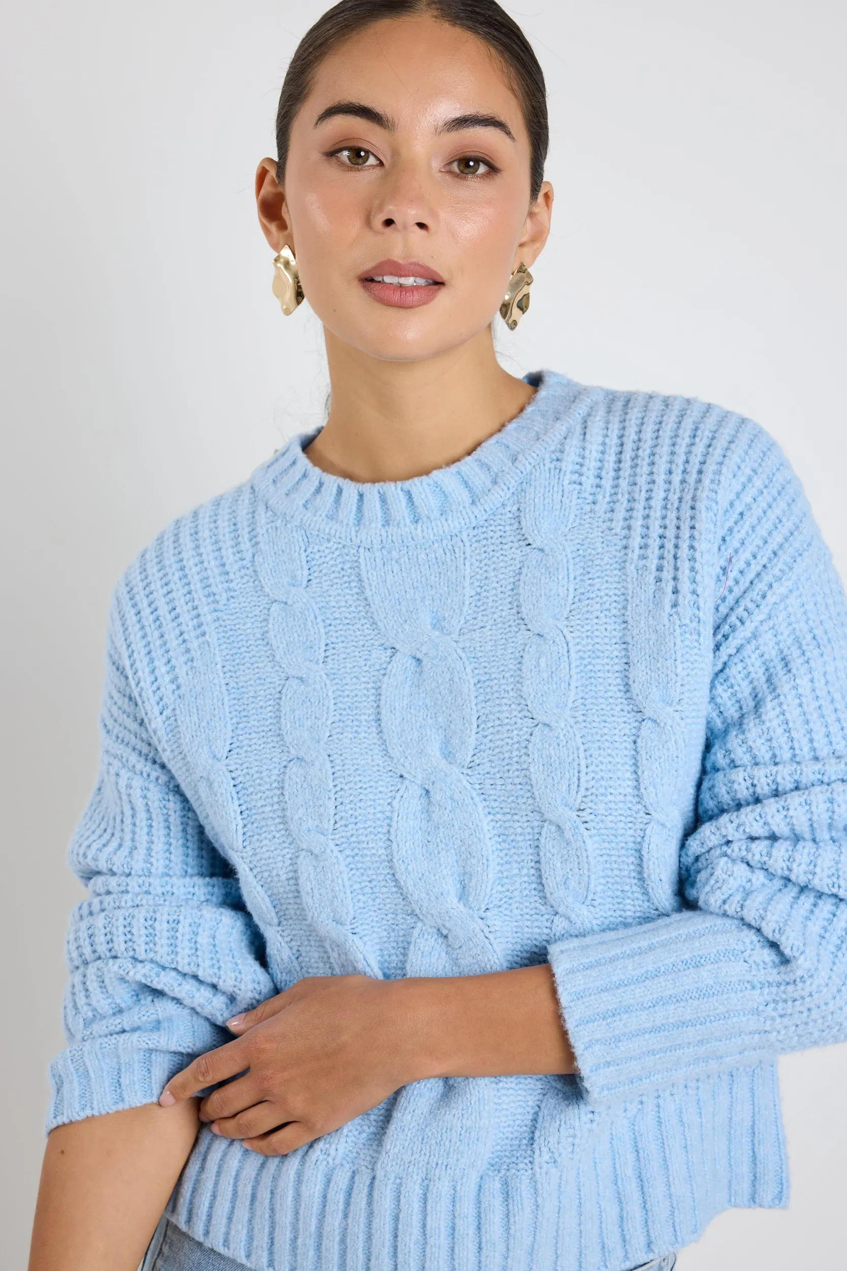 Nexus Ice Blue Cable Knit Jumper