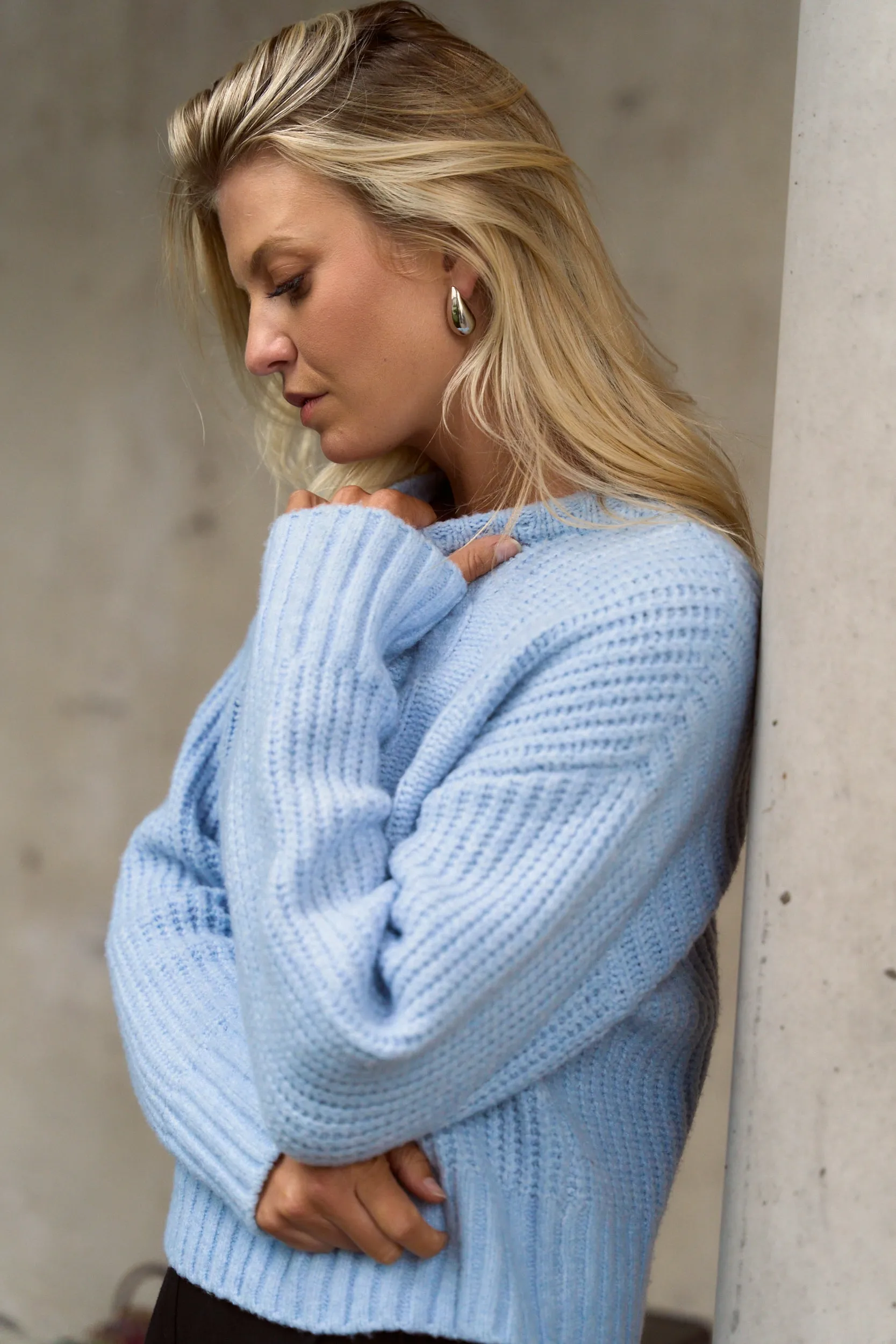 Nexus Ice Blue Cable Knit Jumper