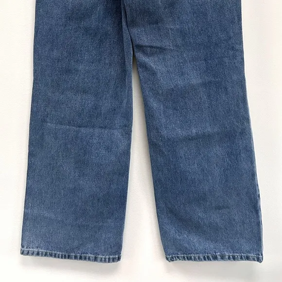 NIB Bebe Double High Waistband Lace Insert Wide Leg Full Length Jeans size 31