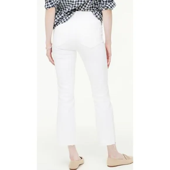NWT J.Crew White Signature Stretch Mid-Rise Tall Flare Crop Jean Size 33T BP363