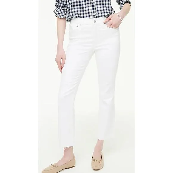 NWT J.Crew White Signature Stretch Mid-Rise Tall Flare Crop Jean Size 33T BP363