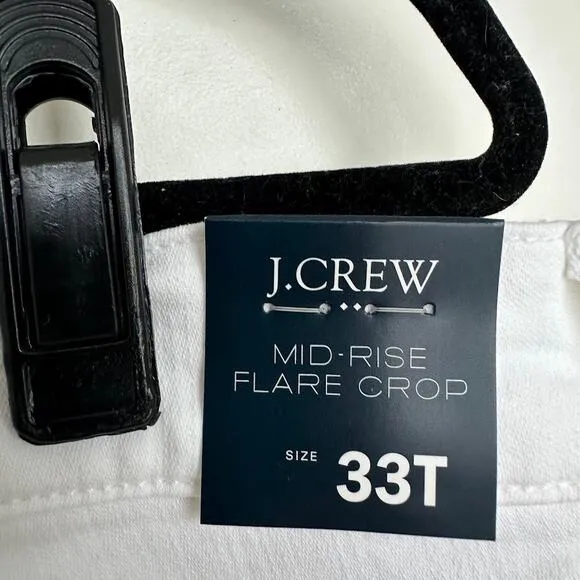 NWT J.Crew White Signature Stretch Mid-Rise Tall Flare Crop Jean Size 33T BP363