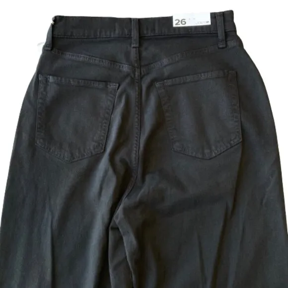 NWT Joe's Jeans Womens 26 Black The Pleated Wide Leg Ankle Lightweight