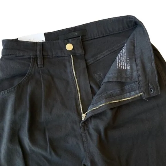NWT Joe's Jeans Womens 26 Black The Pleated Wide Leg Ankle Lightweight