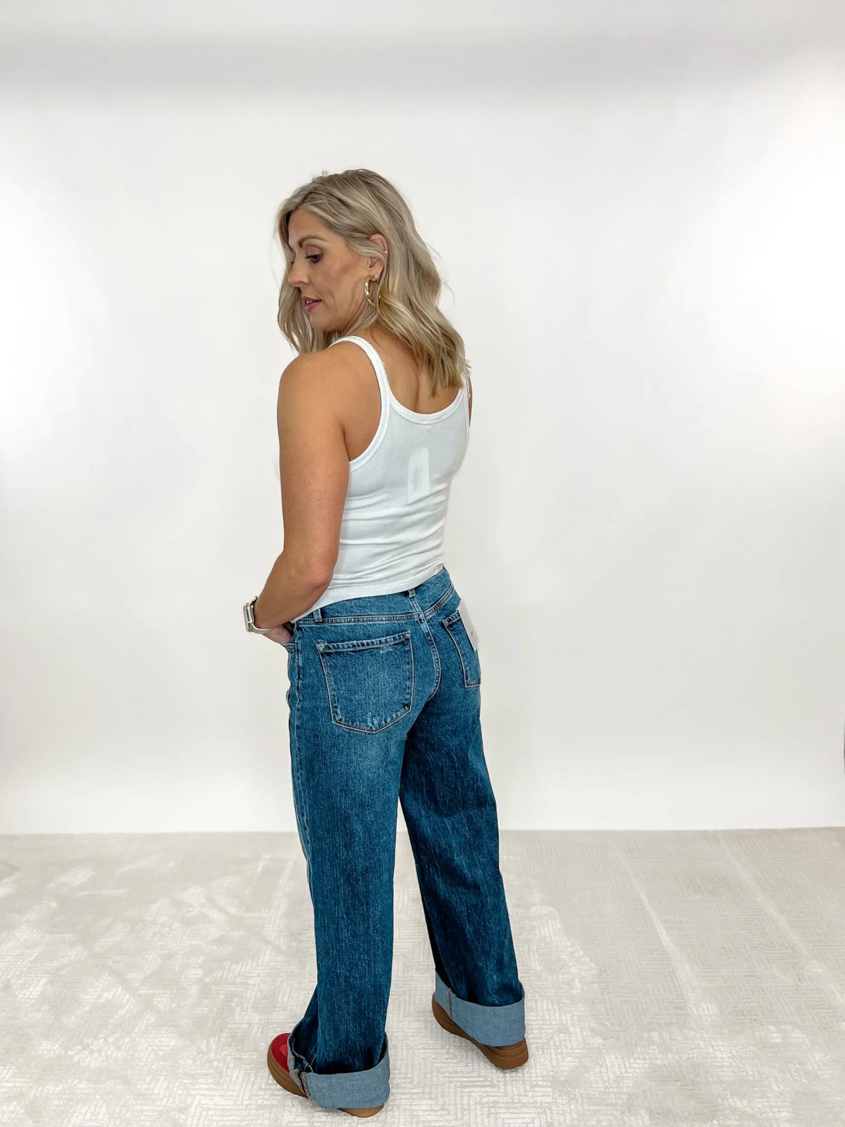 Off Script High Rise Wide Leg Baggy Jeans, Medium Wash