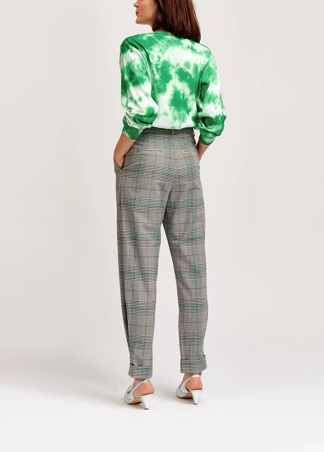 Off-white plaid high-rise pants