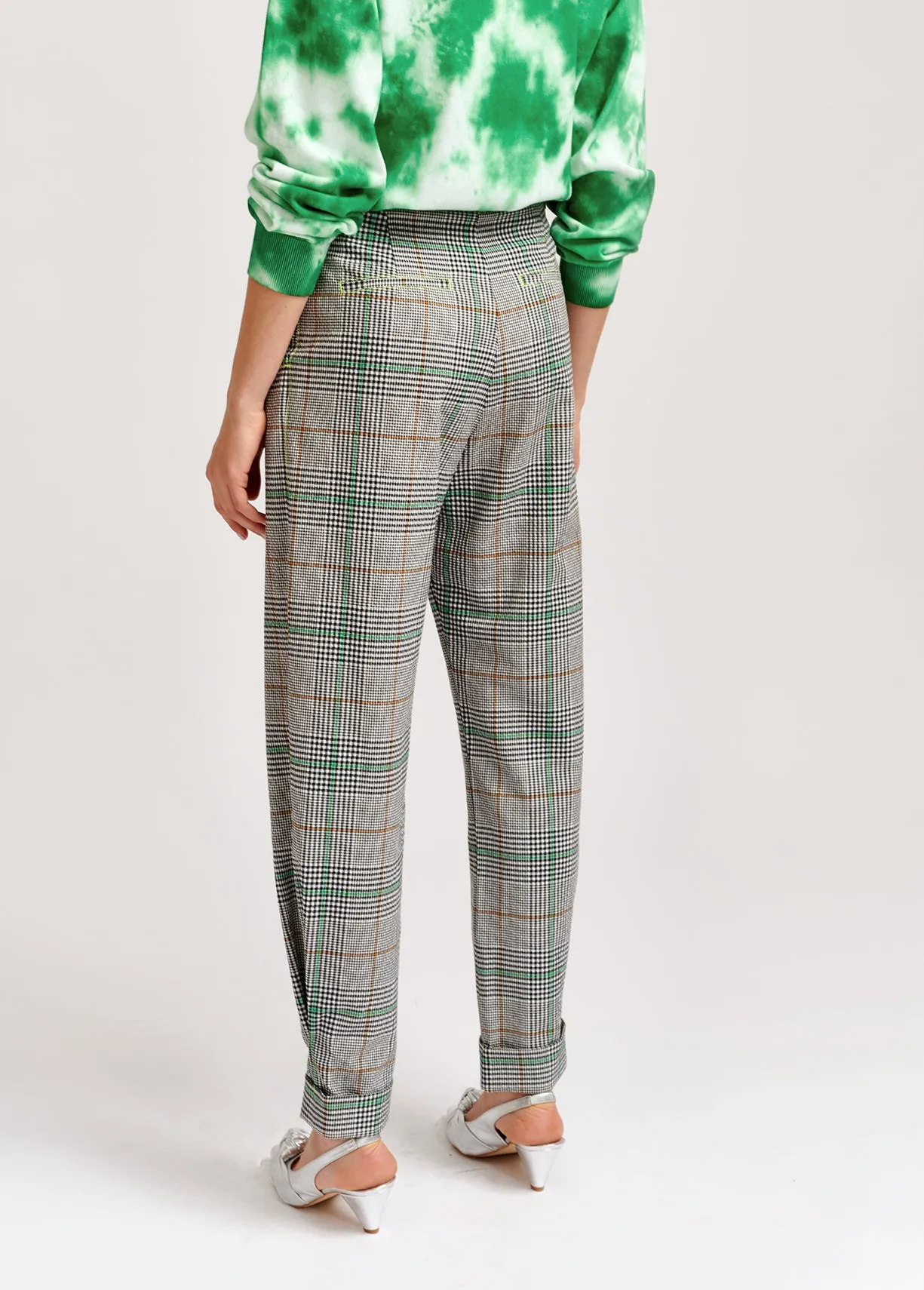 Off-white plaid high-rise pants