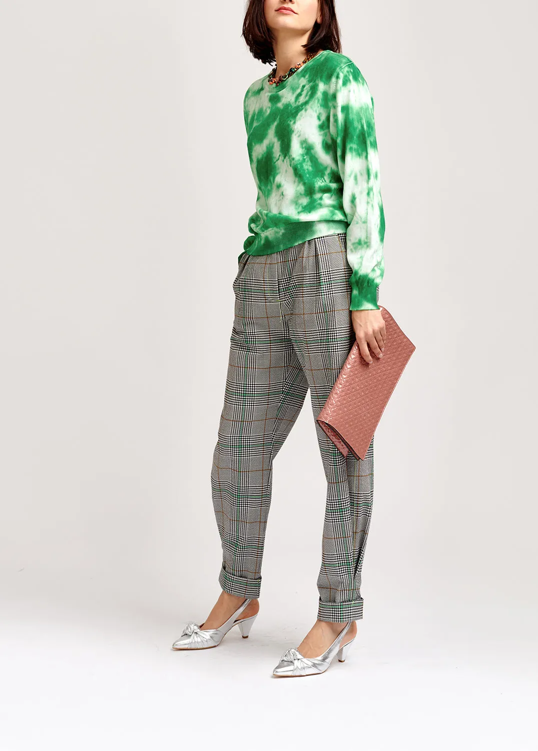 Off-white plaid high-rise pants