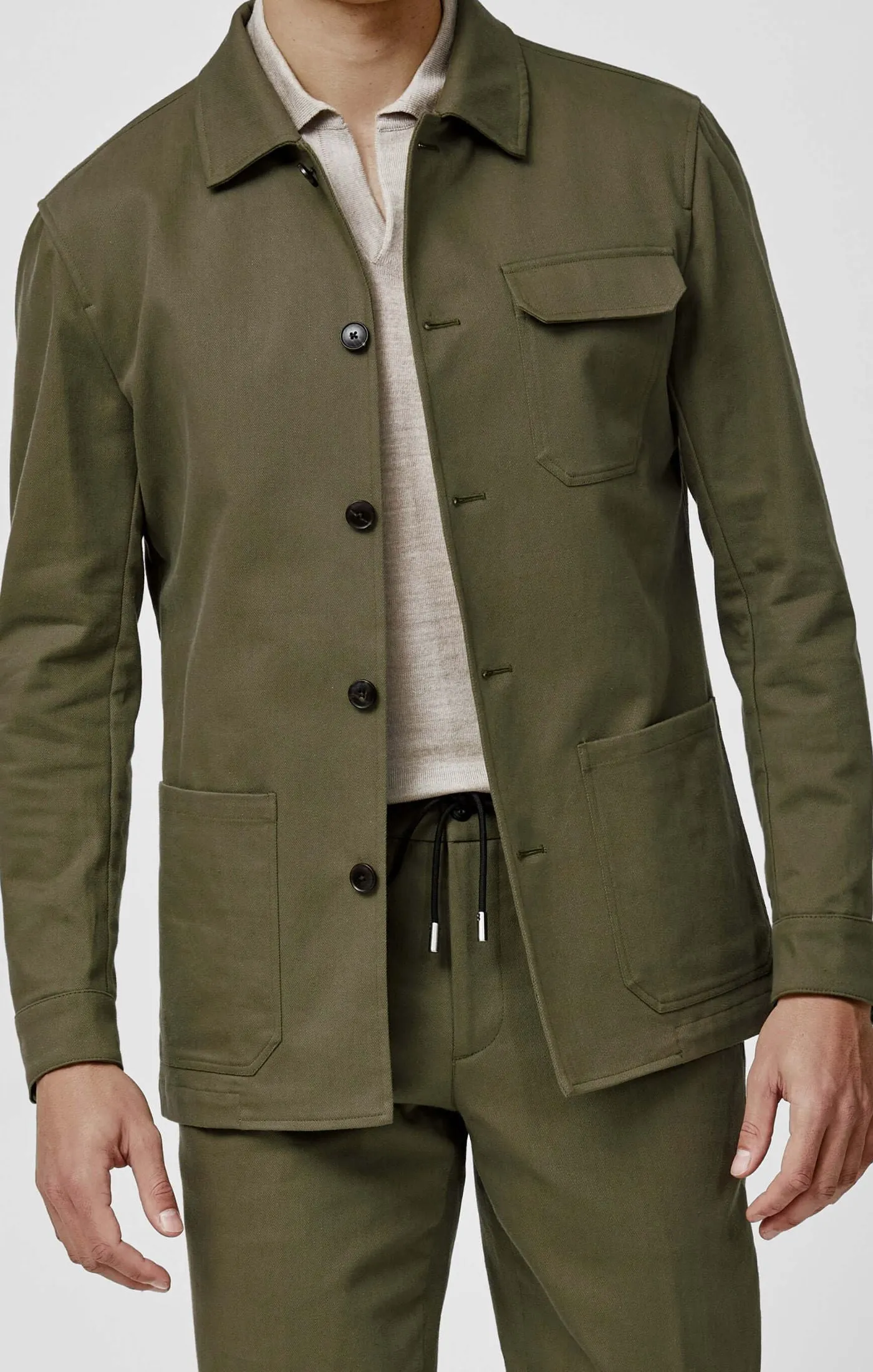 Olimpias Olive Heavy Cotton Stretch Twill