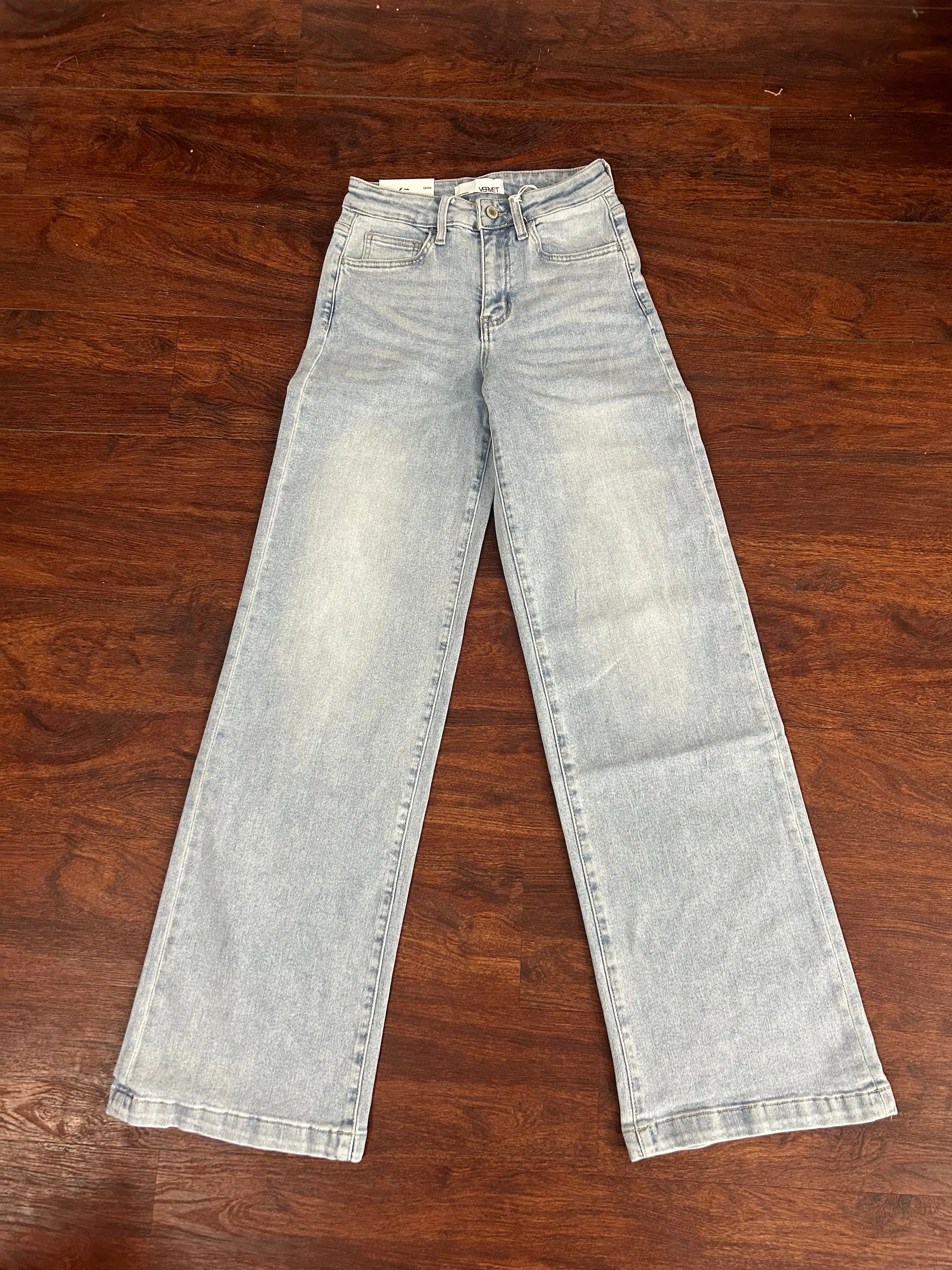 Olivia Wide Leg Denim: Light Wash
