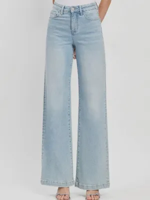 Olivia Wide Leg Denim: Light Wash