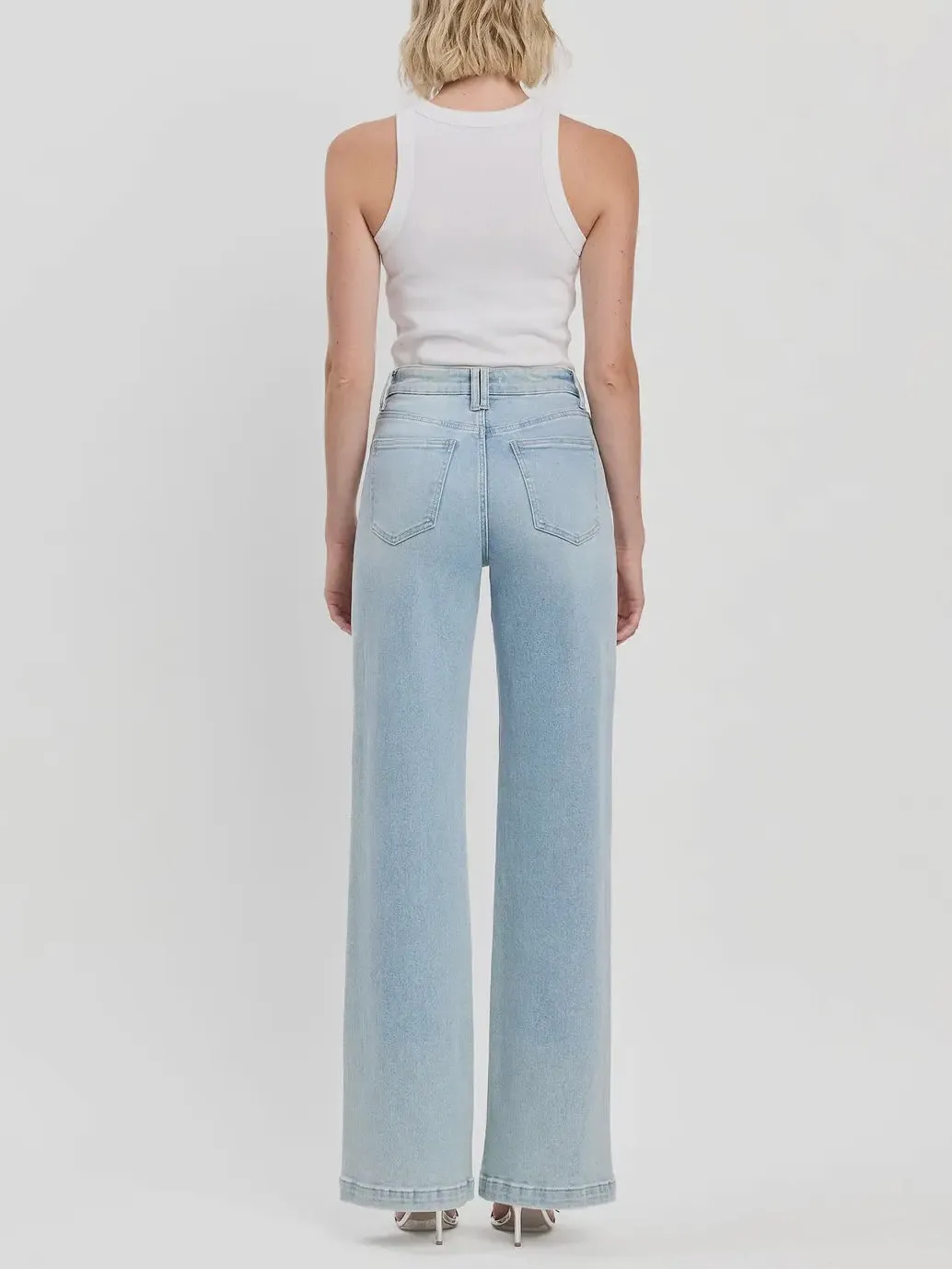 Olivia Wide Leg Denim: Light Wash