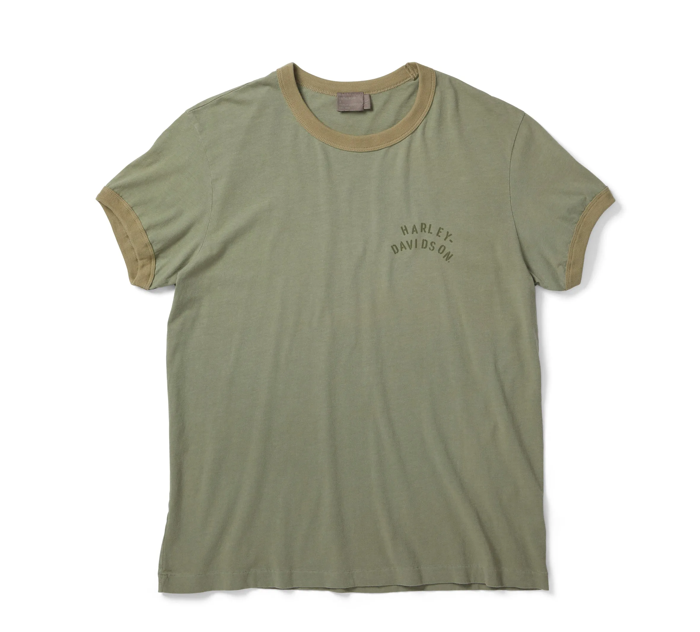 On the Roam x H-D Stencil Jersey Ringer T-Shirt - Light Moss