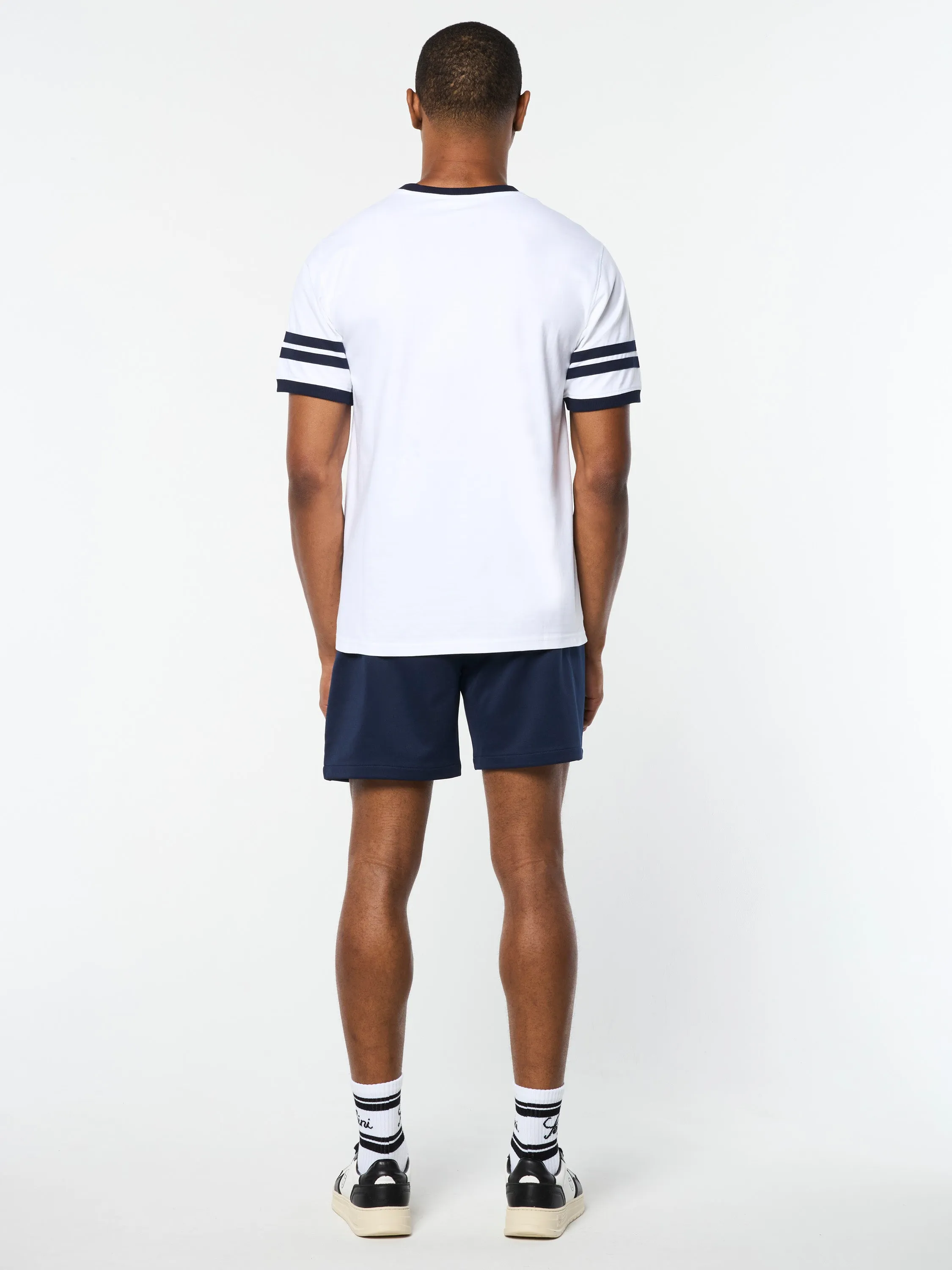 Orion Davis Ringer Tee- White/ Maritime Blue