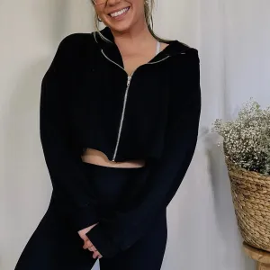 Out The Door Zip-Up Jacket - Black