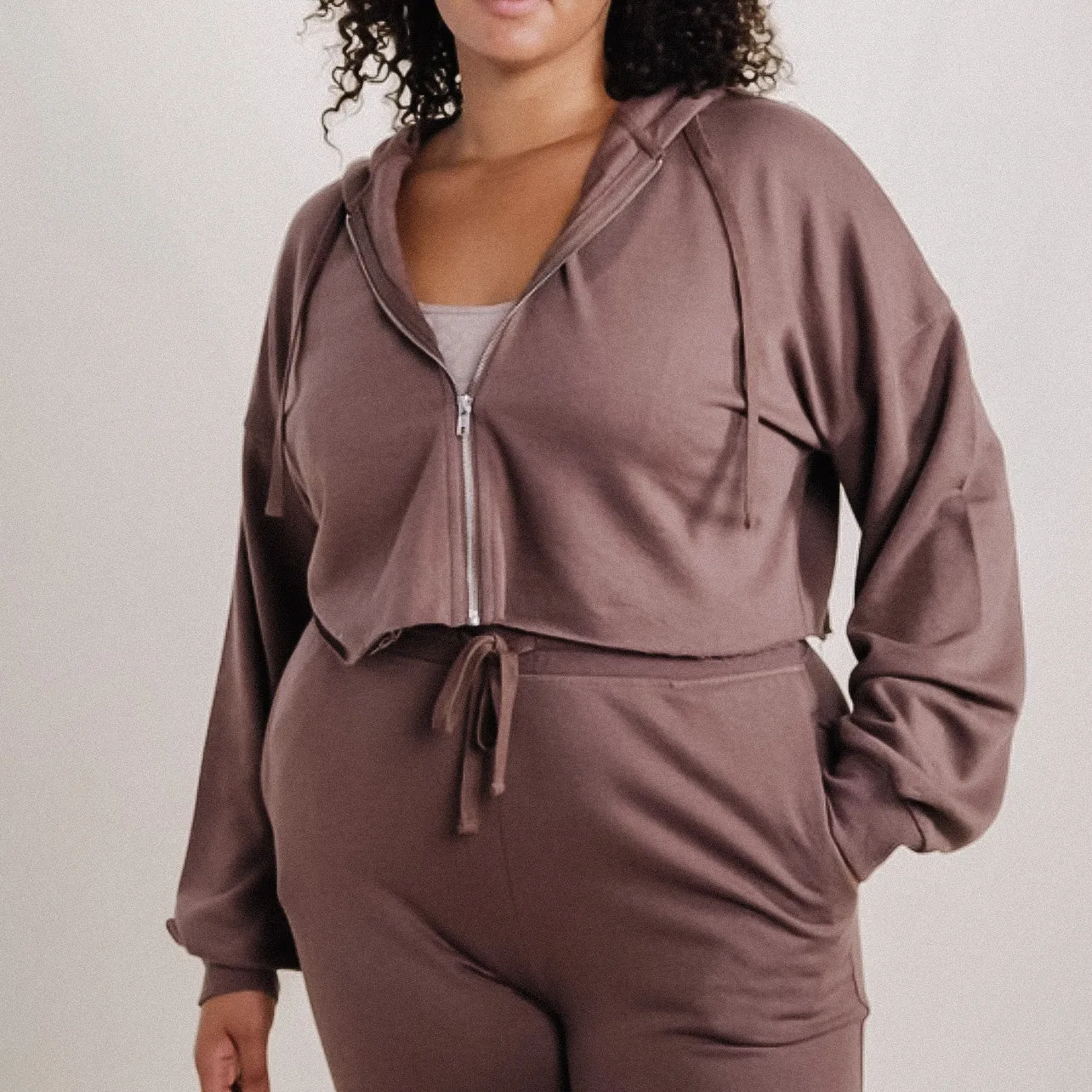 Out The Door Zip-Up Jacket - Brown