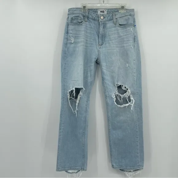 Paige Jeans Noella Factory Distressed Cropped Blue Sz 26
