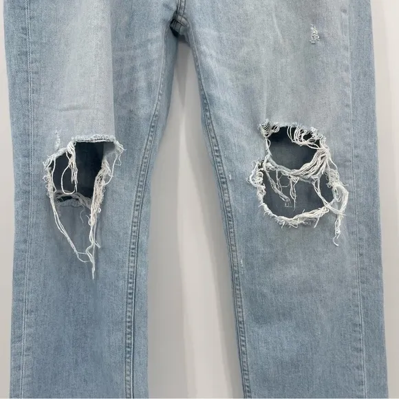 Paige Jeans Noella Factory Distressed Cropped Blue Sz 26