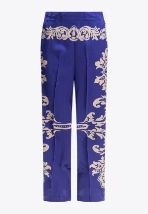 Paisley-Jacquard Pants