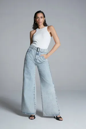 Palazzo Jeans With Belt