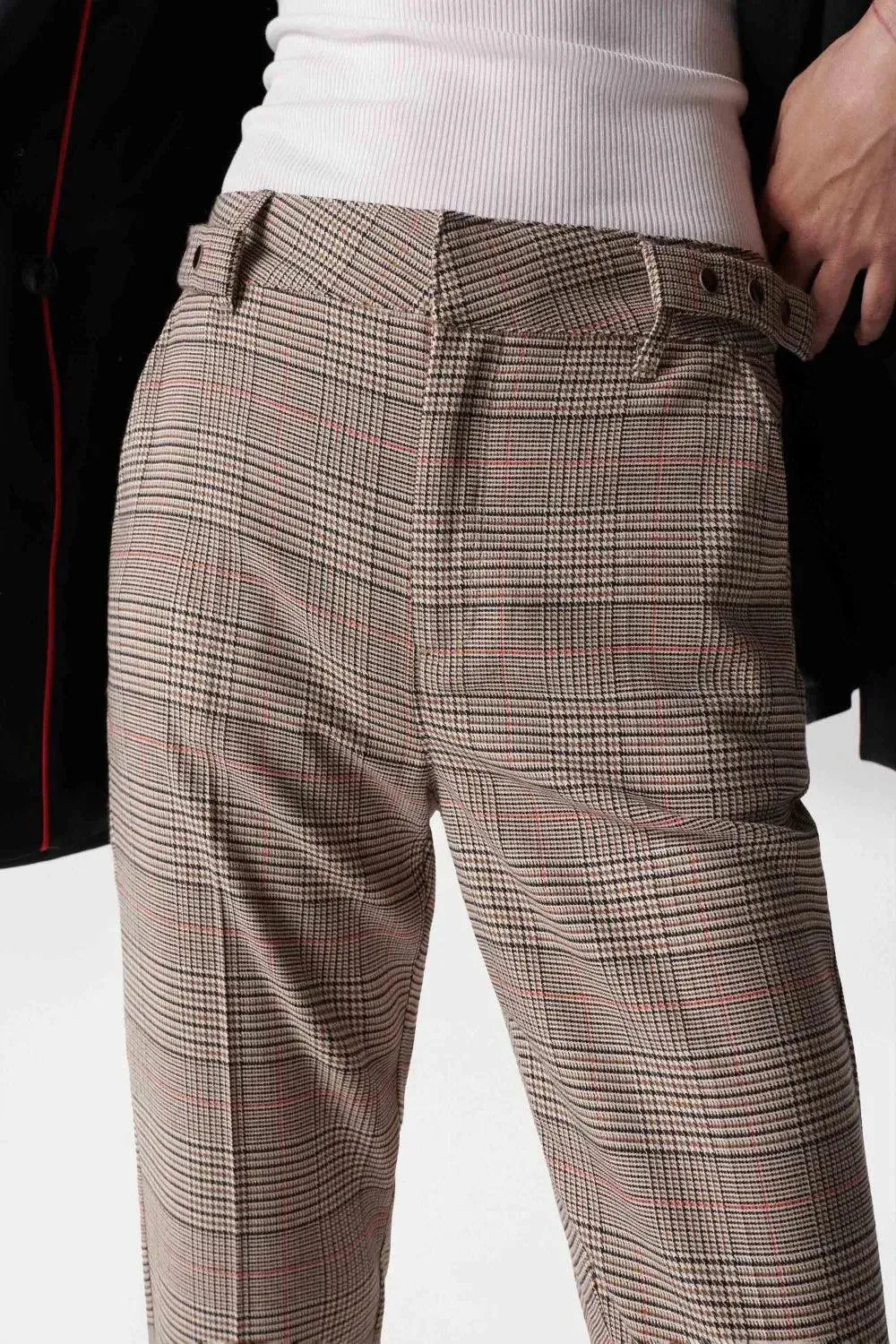 Pantalón Chino Cropped Slim Con estampado de cuadros