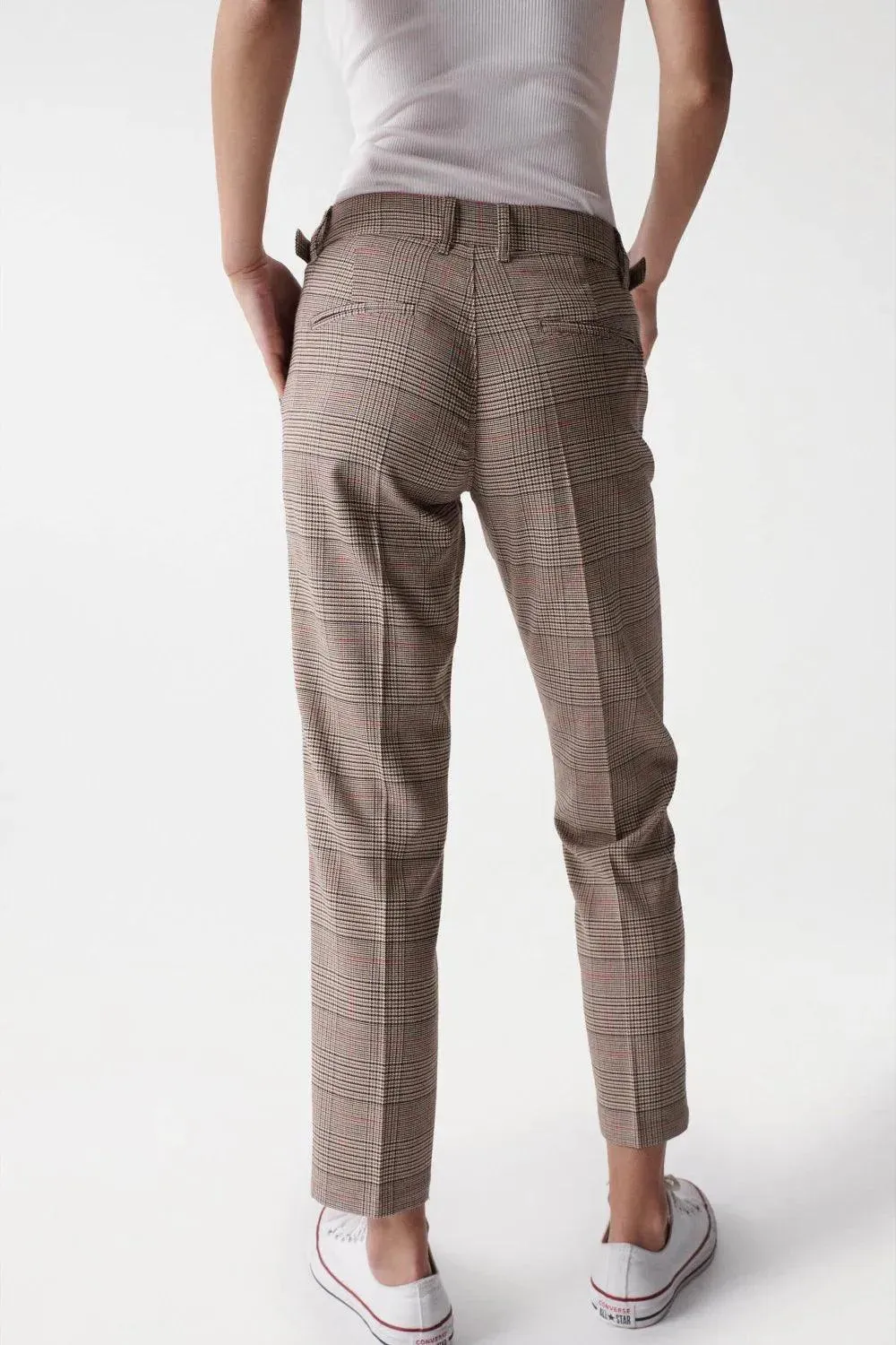 Pantalón Chino Cropped Slim Con estampado de cuadros