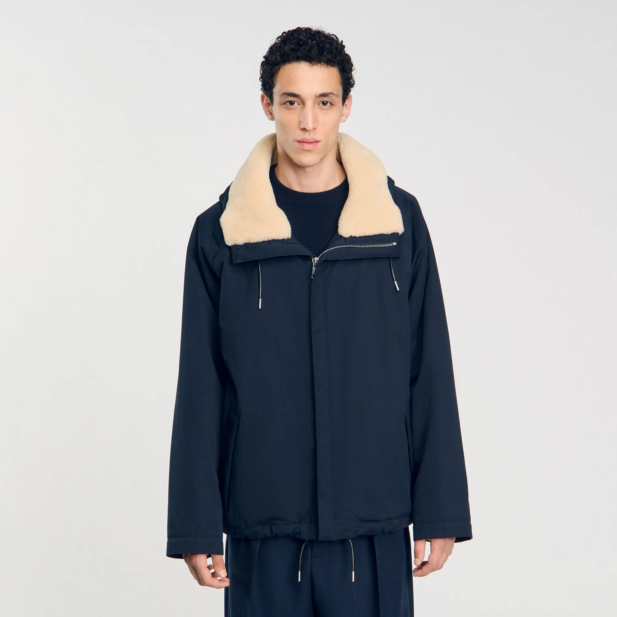 Parka Mouton Cropped Quilted Cotton Parka Navy Blue