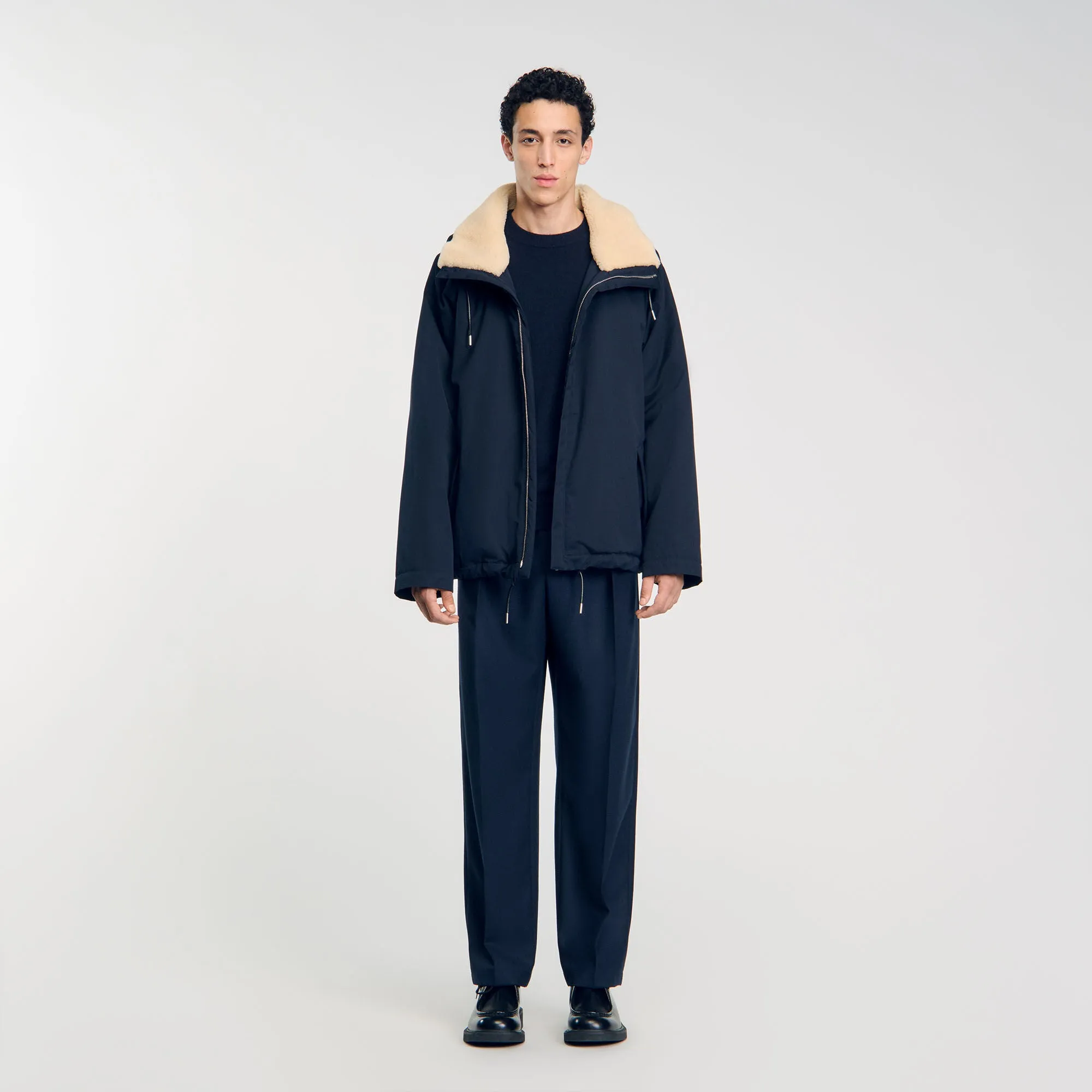Parka Mouton Cropped Quilted Cotton Parka Navy Blue