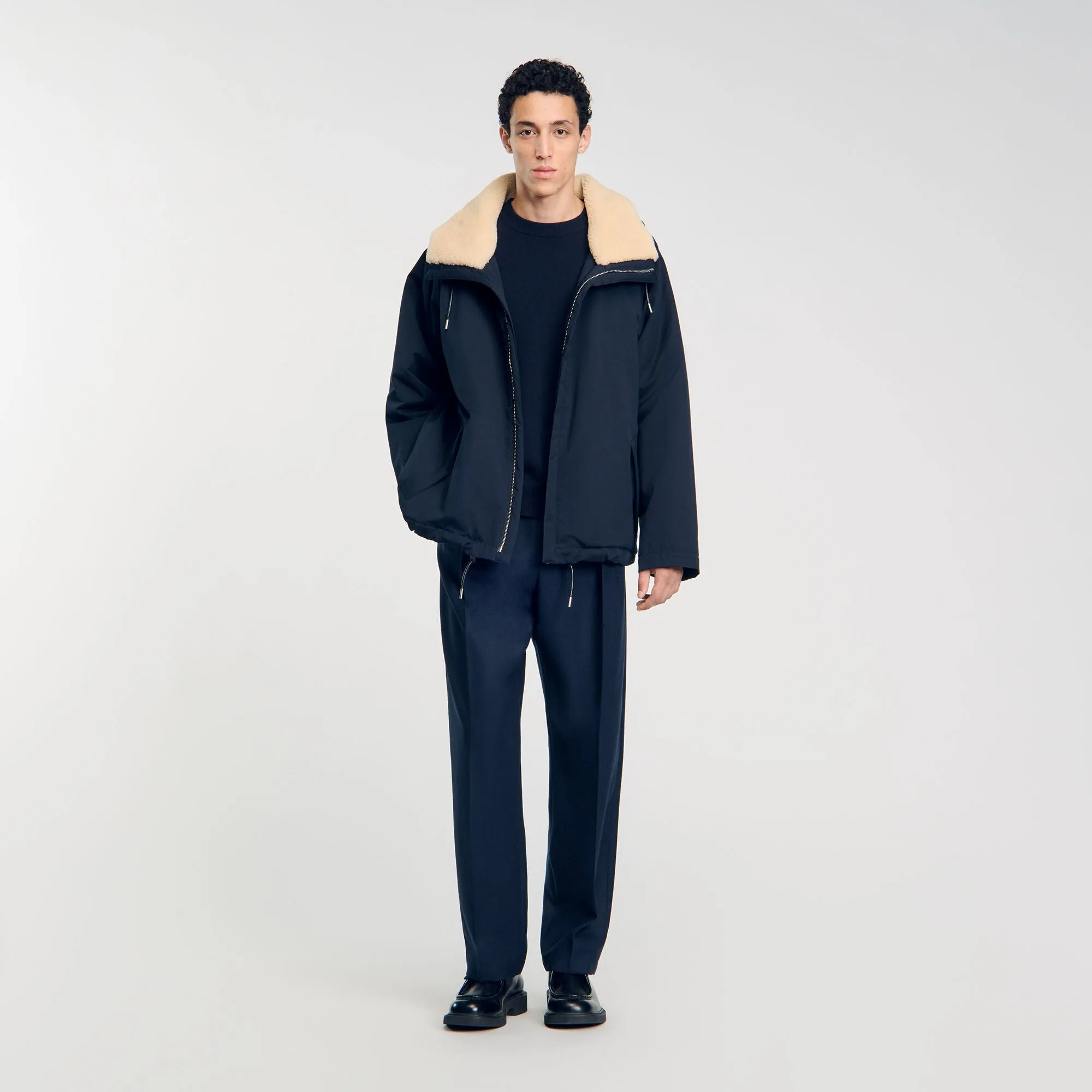 Parka Mouton Cropped Quilted Cotton Parka Navy Blue