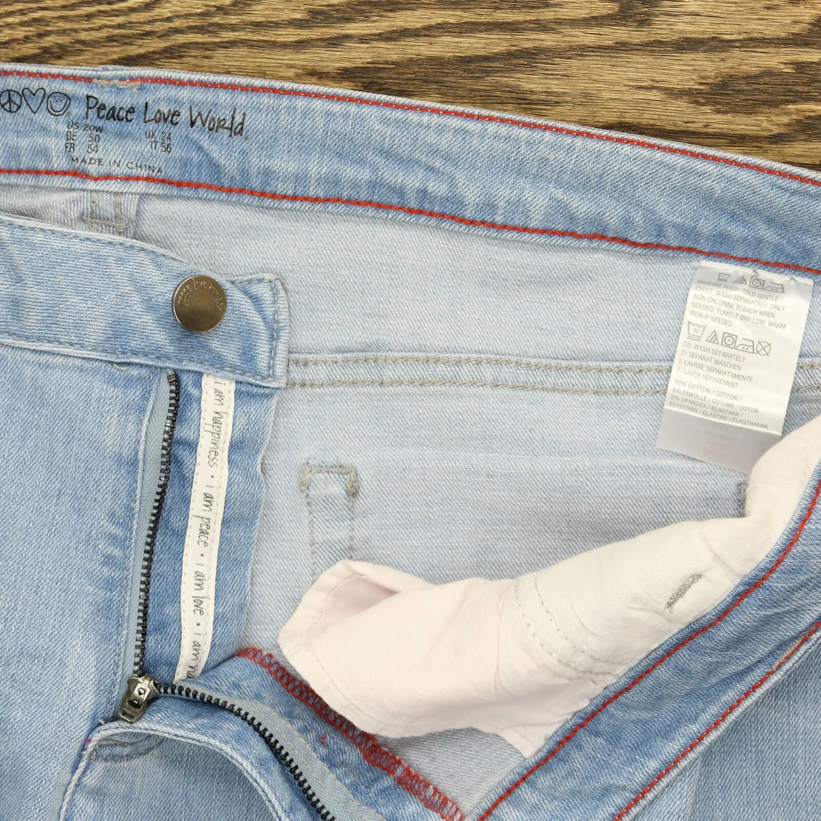 Peace Love World Plus Size Wide-Leg Jeans With Oversized Cuffs Light Denim 20W