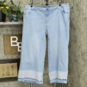 Peace Love World Plus Size Wide-Leg Jeans With Oversized Cuffs Light Denim 20W