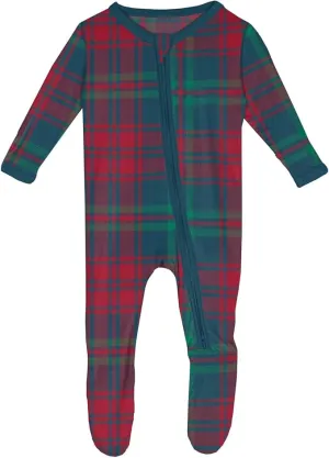 Peacock Plaid Footie/Kickee Pants