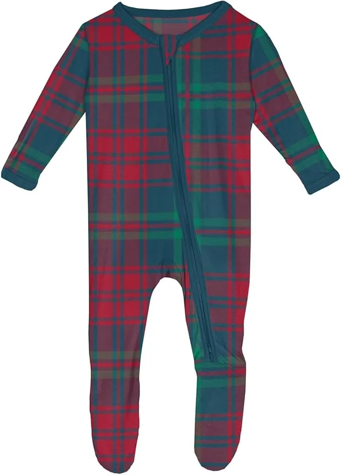 Peacock Plaid Footie/Kickee Pants