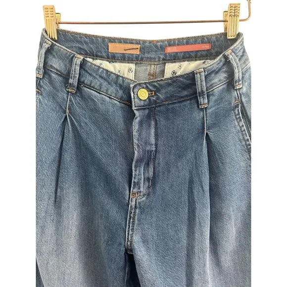 PILCRO BY ANTHROPOLOGIE Pleated High-rise Wide-leg Jeans Women's Sz 23 tall
