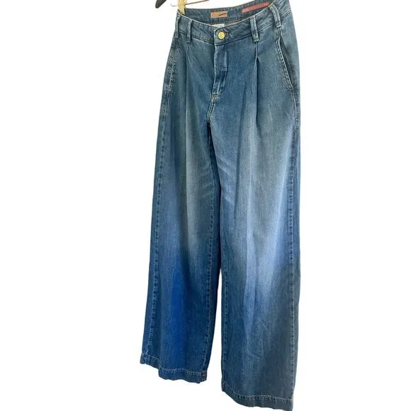 PILCRO BY ANTHROPOLOGIE Pleated High-rise Wide-leg Jeans Women's Sz 23 tall