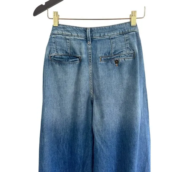 PILCRO BY ANTHROPOLOGIE Pleated High-rise Wide-leg Jeans Women's Sz 23 tall