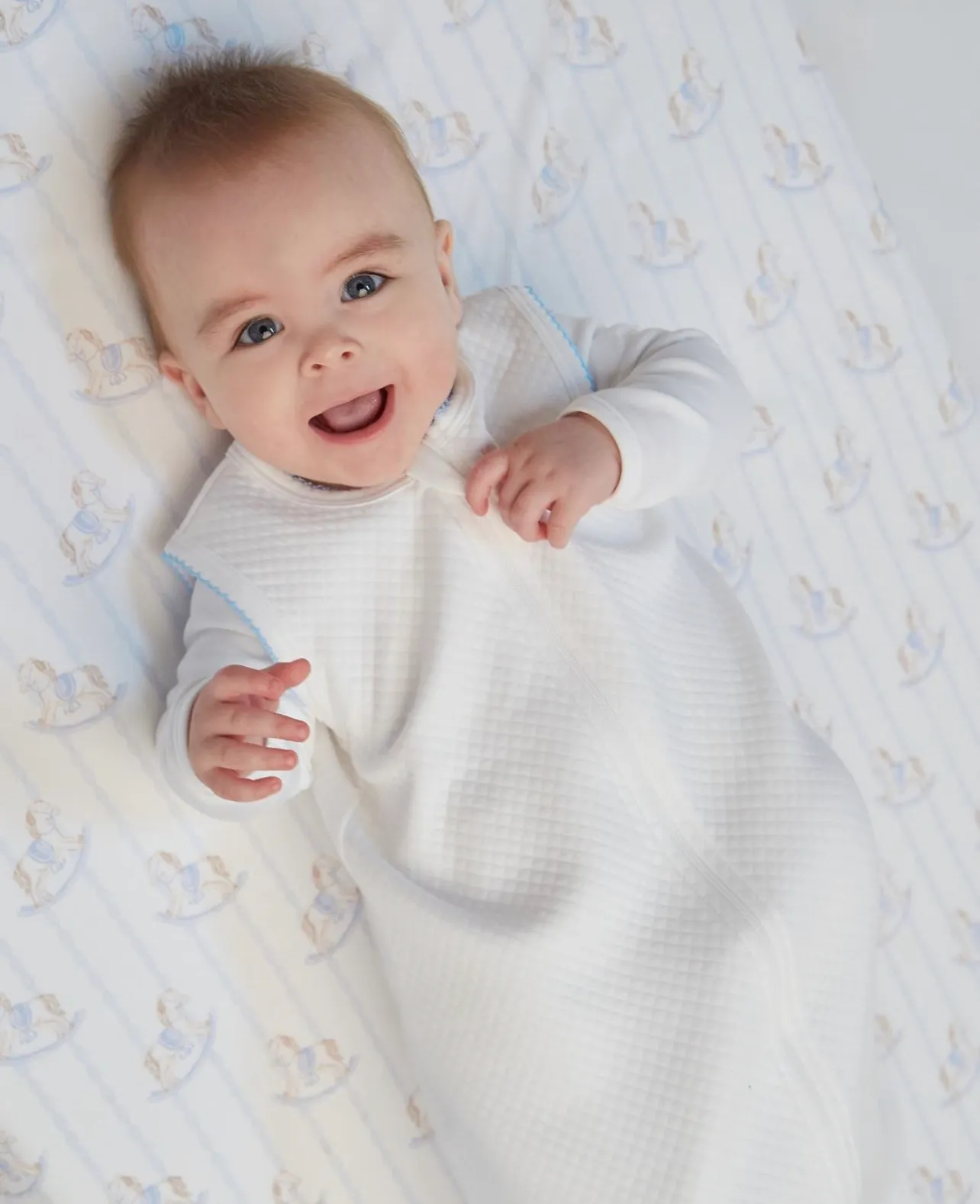 Pima Cotton Milano Baby Quilted Sack White/Blue