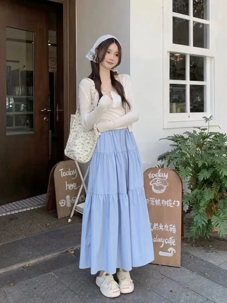 Pink layered A-line skirt