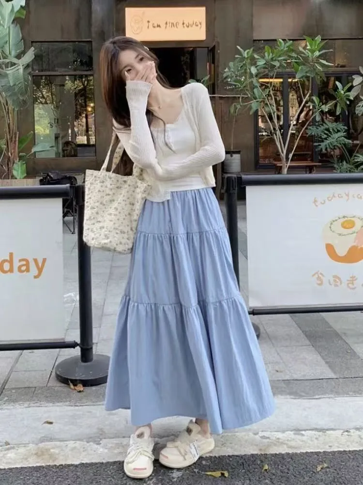 Pink layered A-line skirt