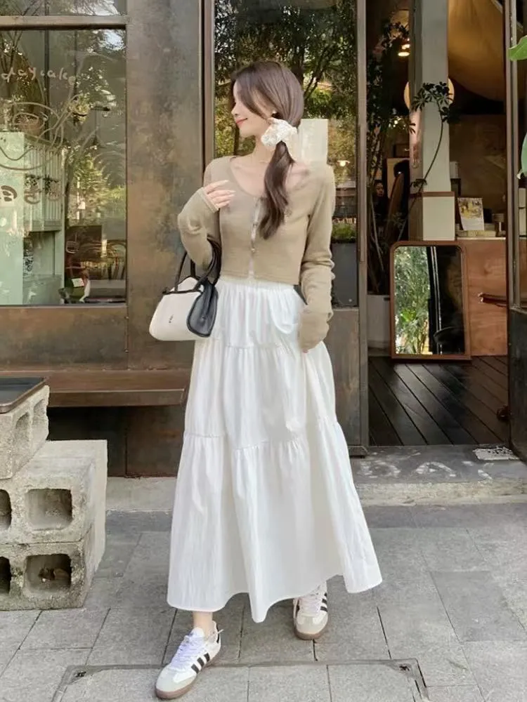 Pink layered A-line skirt