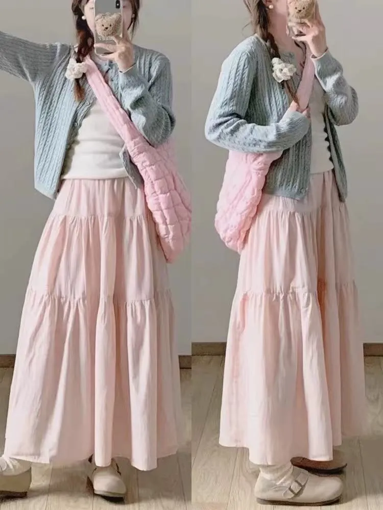 Pink layered A-line skirt