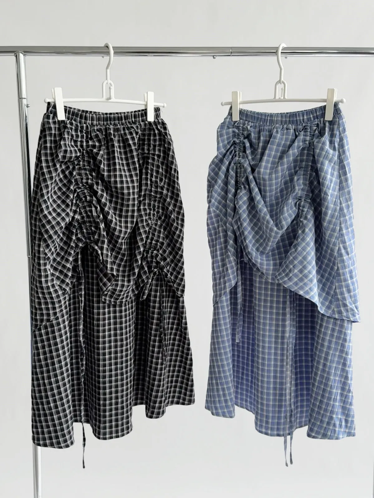 Plaid Elastic Waist A-Line Skirt