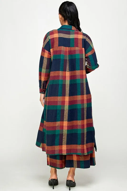 Plaid Gaucho Pants & Duster Set - One size Regular