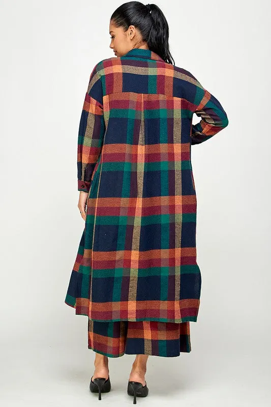 Plaid Gaucho Pants & Duster Set - One size Regular